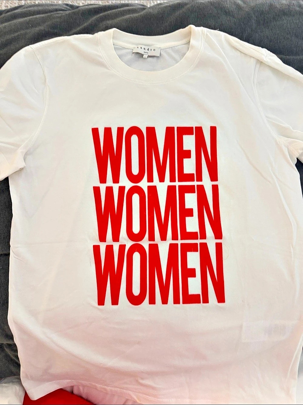 Sandro Graphic Short Sleeve Tee in White & Red